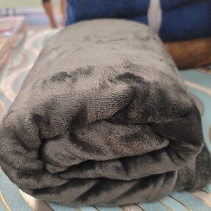 Baby blanket grey color plush velvet soft and warm